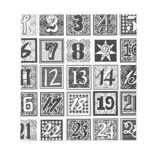Achromatic advent calendar numbers - countdown notepad