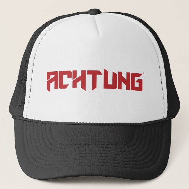 Achtung Black Crew Trucker Hat (Front)