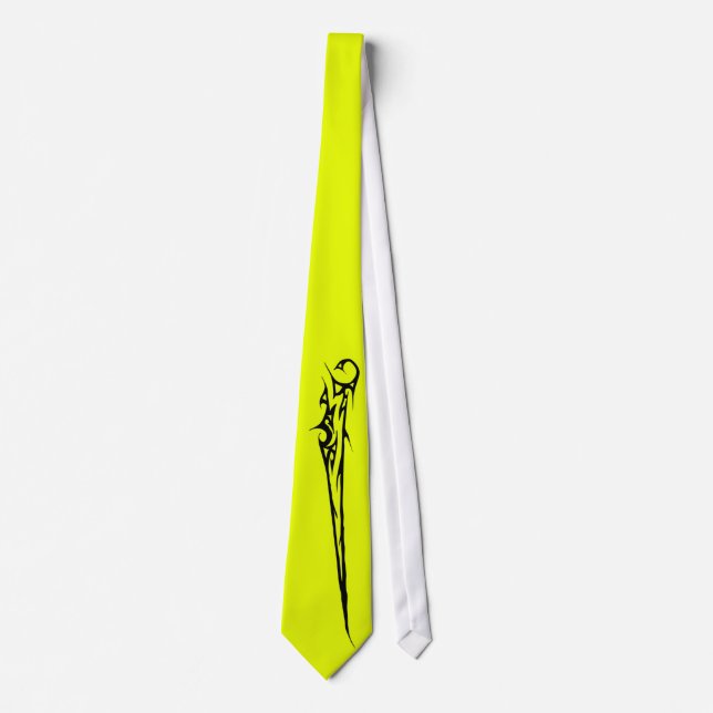 Acid chartreuse tie with single pattern (Front)