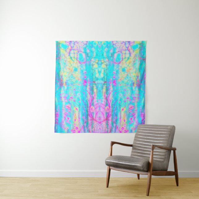 acid colorful abstract art tapestry (In Situ)