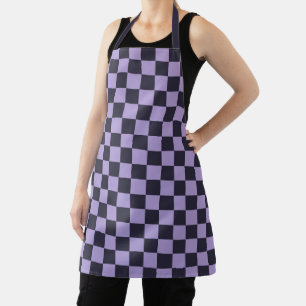 Acid green black checkerboard pattern apron