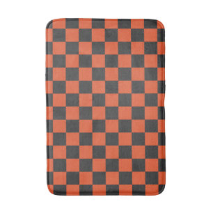 Acid green black checkerboard pattern bath mat