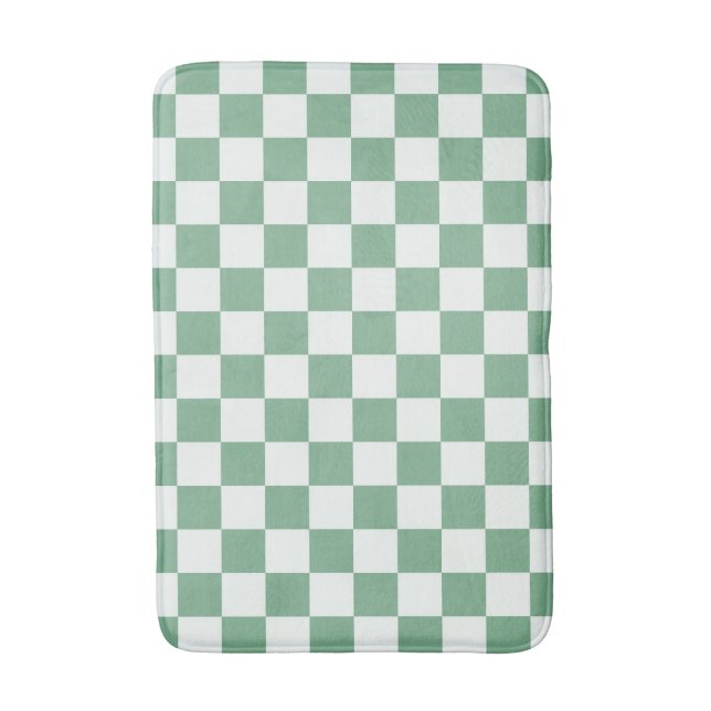 Acid green black checkerboard pattern bath mat (Front Vertical)