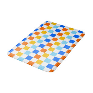 Acid green black checkerboard pattern bath mat