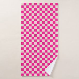 Acid green black checkerboard pattern bath towel s
