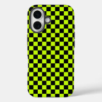 Acid green black checkerboard pattern