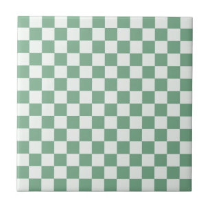 Acid green black checkerboard pattern ceramic tile