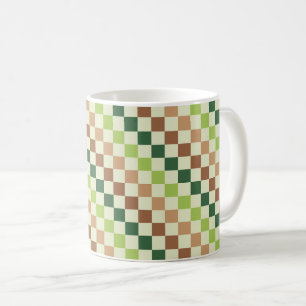 Acid green black checkerboard pattern coffee mug