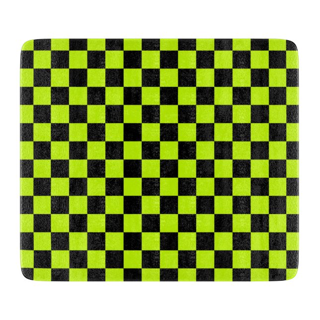 Acid green black checkerboard pattern cutting board (Front)