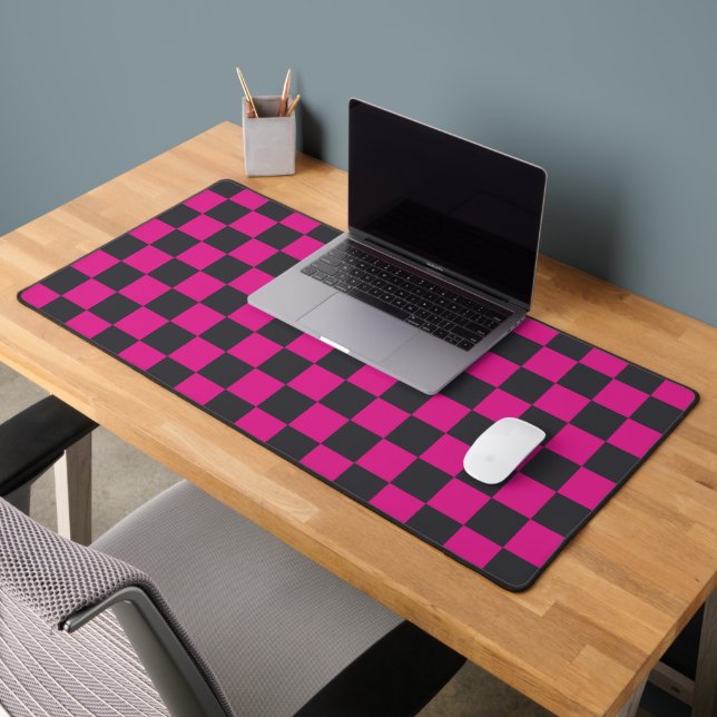 Acid green black checkerboard pattern desk mat (Office 2)
