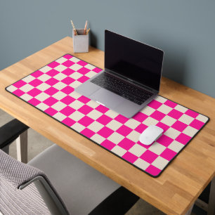 Acid green black checkerboard pattern desk mat