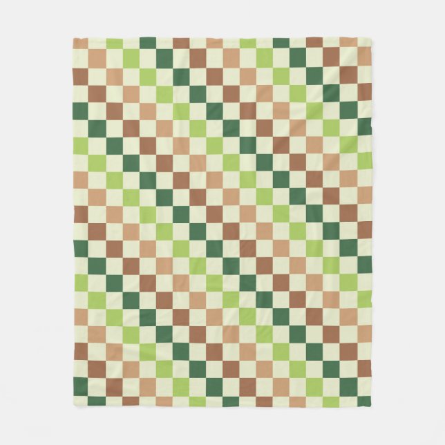Acid green black checkerboard pattern fleece blank blanket (Front)