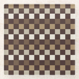Acid green black checkerboard pattern glass coaste coaster