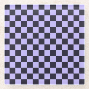 Acid green black checkerboard pattern glass coaste coaster