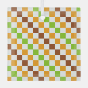 Acid green black checkerboard pattern glass orname tree decoration