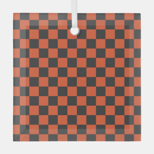 Acid green black checkerboard pattern glass orname tree decoration