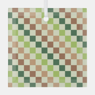 Acid green black checkerboard pattern glass orname tree decoration