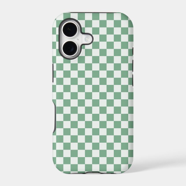 Acid green black checkerboard pattern iPhone case (Back)