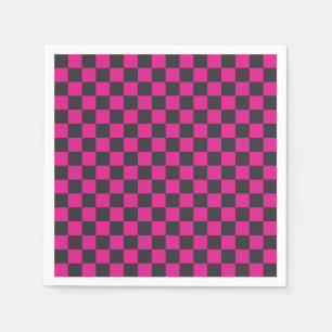Acid green black checkerboard pattern napkins