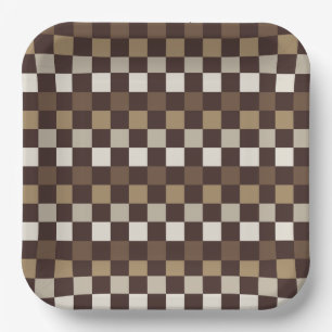 Acid green black checkerboard pattern paper plates