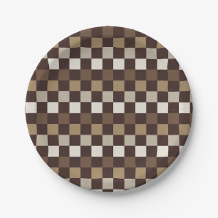 Acid green black checkerboard pattern paper plates