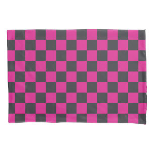 Acid green black checkerboard pattern pillow case