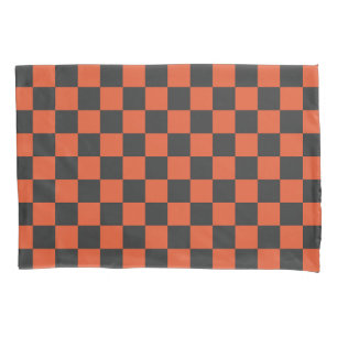 Acid green black checkerboard pattern pillow case