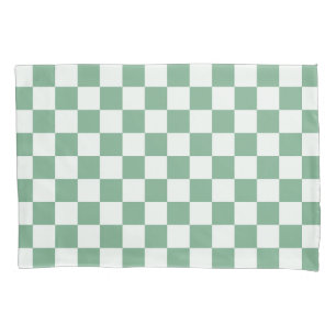 Acid green black checkerboard pattern pillow case