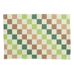 Acid green black checkerboard pattern pillow case