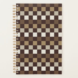 Acid green black checkerboard pattern planner