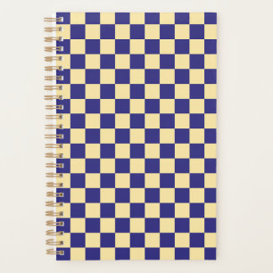 Acid green black checkerboard pattern planner