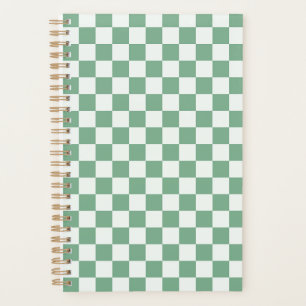Acid green black checkerboard pattern planner