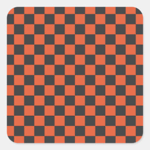 Acid green black checkerboard pattern square stick sticker