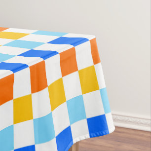 Acid green black checkerboard pattern tablecloth