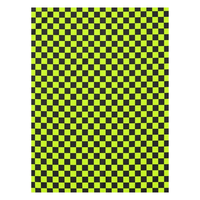 Acid green black checkerboard pattern tablecloth (Front)
