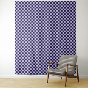 Acid green black checkerboard pattern tapestry