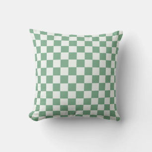Acid green black checkerboard pattern throw pillow