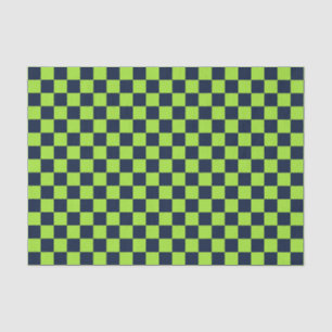 Acid green black checkerboard pattern tissue paper