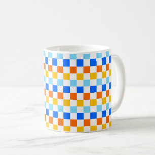 Acid green black chequerboard pattern coffee mug