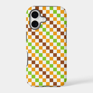 Acid green black chequerboard pattern iPhone case