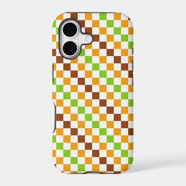 Acid green black chequerboard pattern iPhone case (Back)