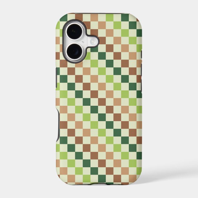 Acid green black chequerboard pattern iPhone case (Back)