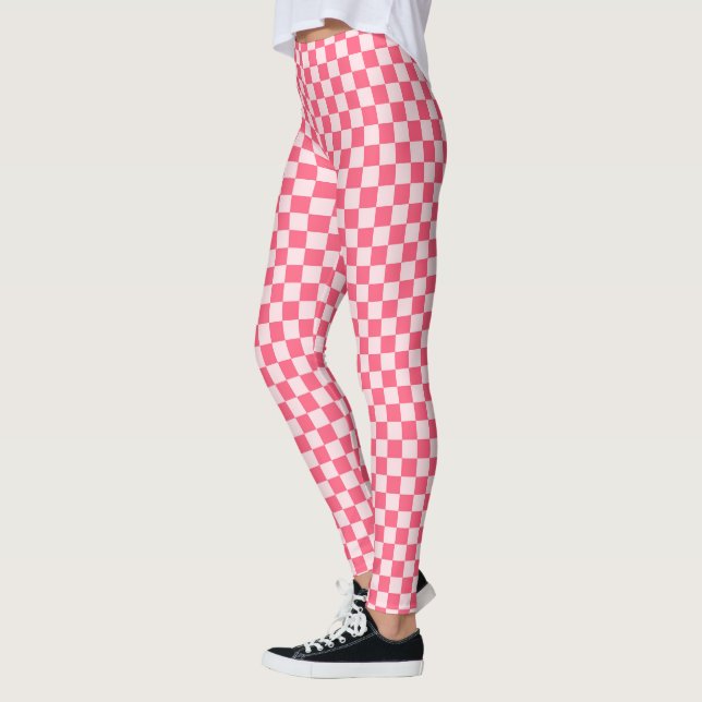 Acid green black chequerboard pattern leggings (Left)