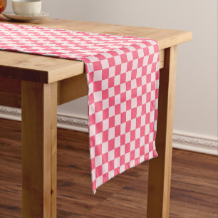 Acid green black chequerboard pattern short table runner