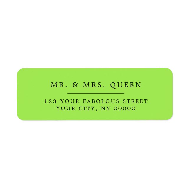 Acid Green Elegant Classic Simple Return Address (Front)
