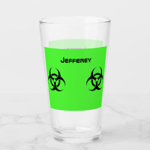 Acid Green Gift Biohazard Personalise Name Beer Glass