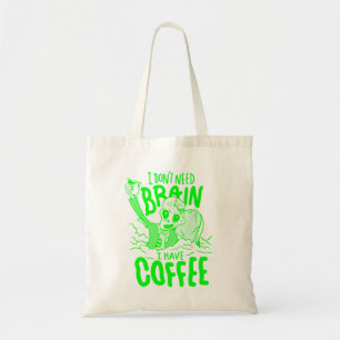 acid green halloween coffee drinking zombie tote bag