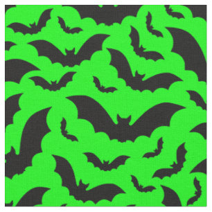 acid green halloween vampire bats gothic fabric