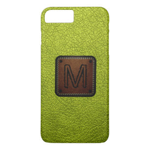 Acid green Leather Look Monogram iPhone 8 Plus/7 Plus Case