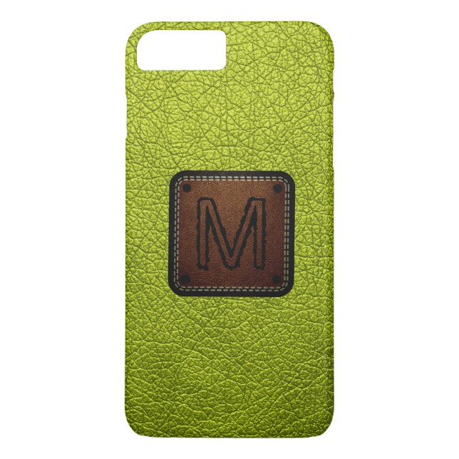 Acid green Leather Look Monogram Case-Mate iPhone Case (Back)